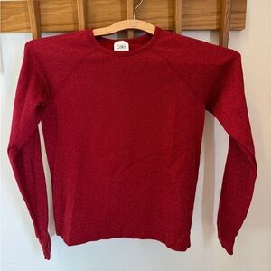 Athleta Girl red sparkly stretch top, size M 8-10